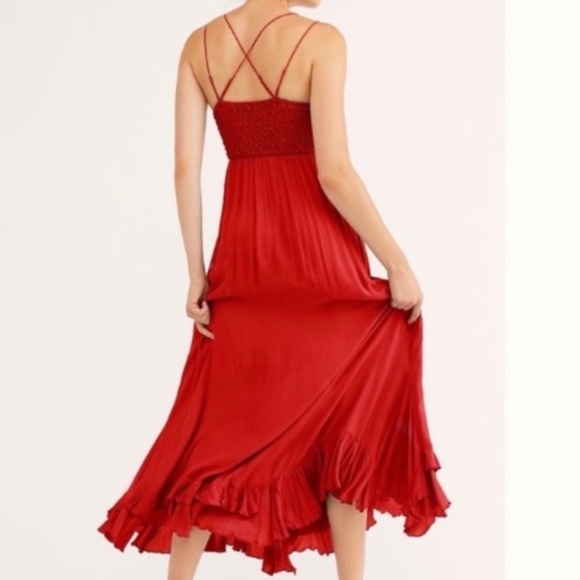 NWT FP Adella maxi slip flare dress in bright red size XS WOMENS - Picture 2 of 7